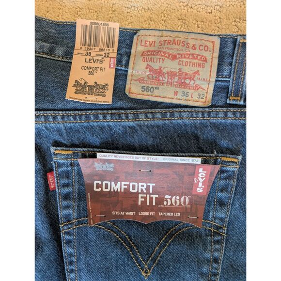 NWT Levi's 560 Jeans Mens 36X32 Comfort Fit Loose Fit Tapered Leg 100% Cotton - Picture 5 of 9